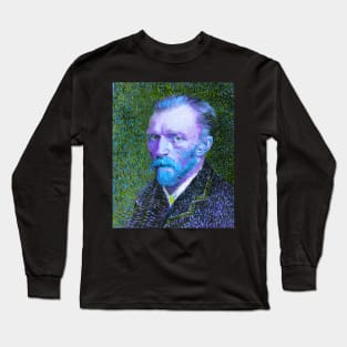 neon pop art vaporwave aesthetic van gogh self portrait Long Sleeve T-Shirt